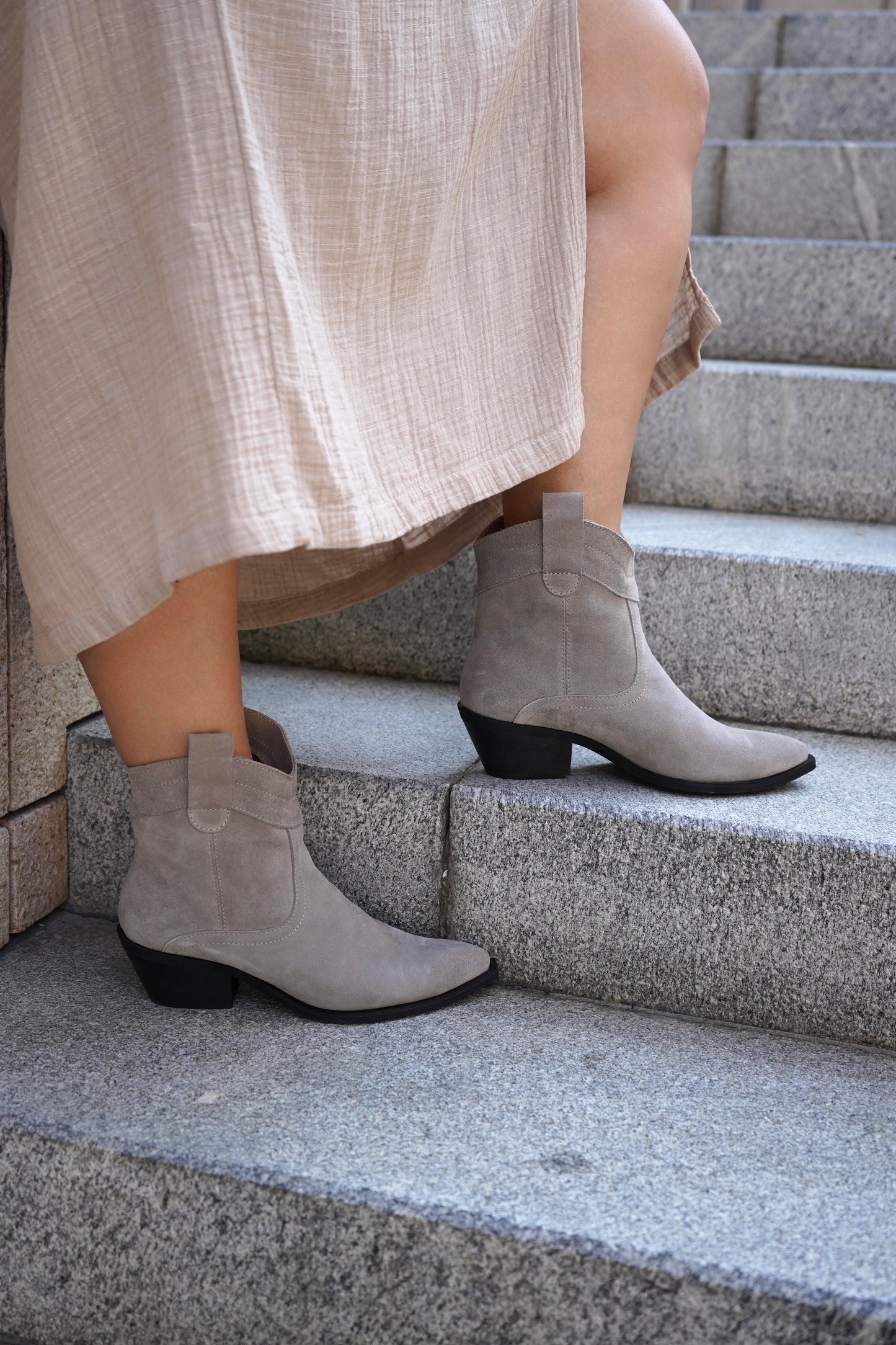 Gray Suede Ankle Boots