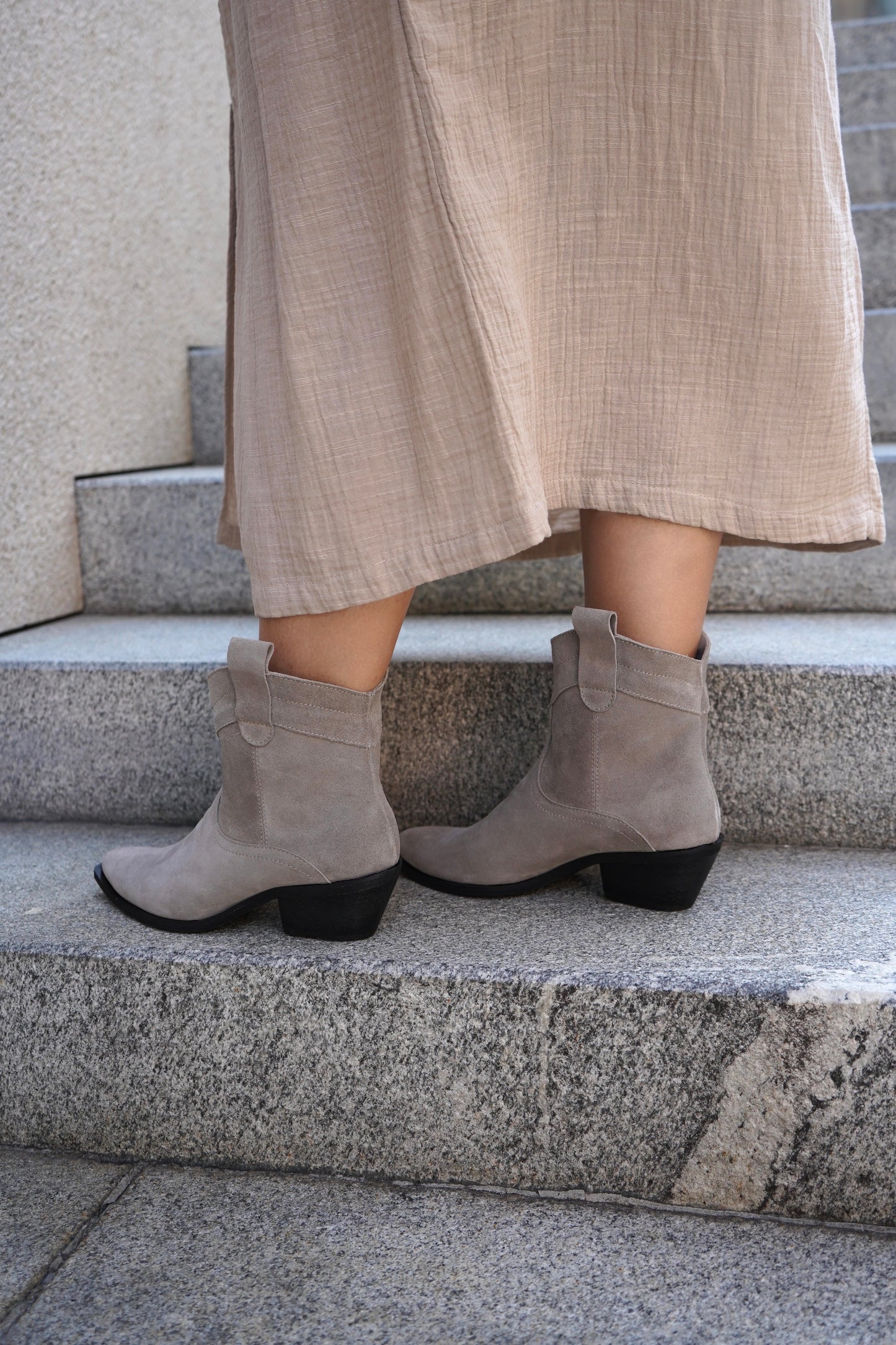 Gray Suede Ankle Boots