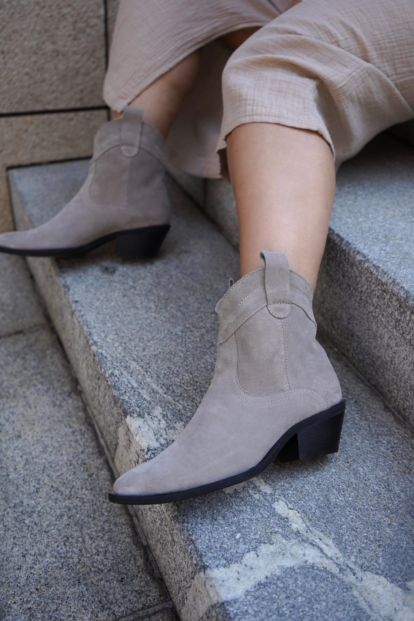 Gray Suede Ankle Boots