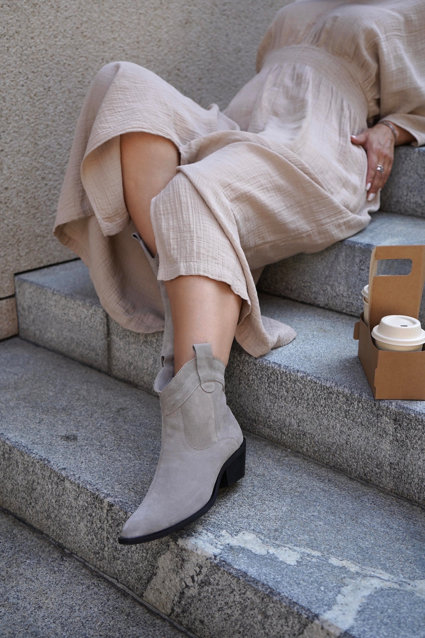 Gray Suede Ankle Boots