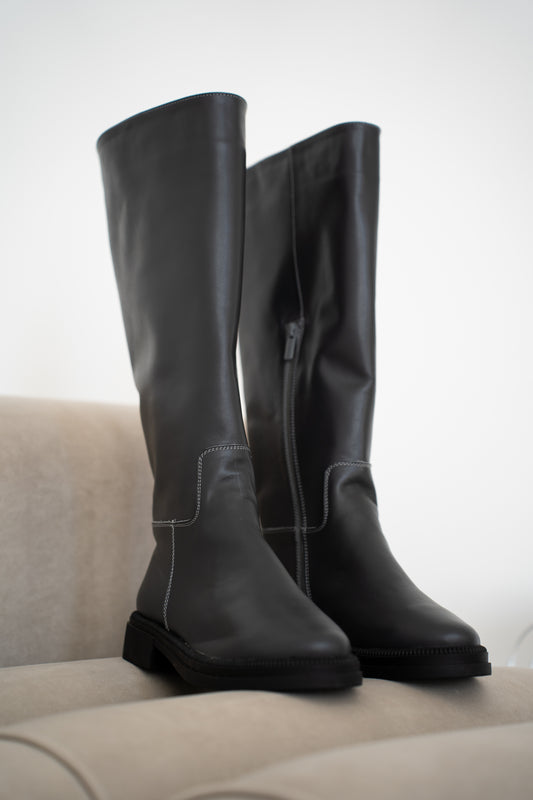 Чоботи з натуральної шкіри «Графіт»