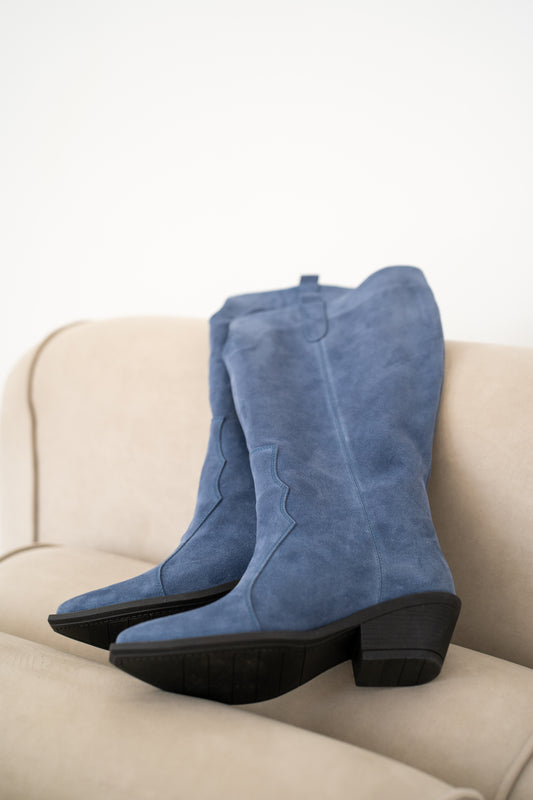 Ковбойські чоботи з натуральної замші «Синя Ніч»