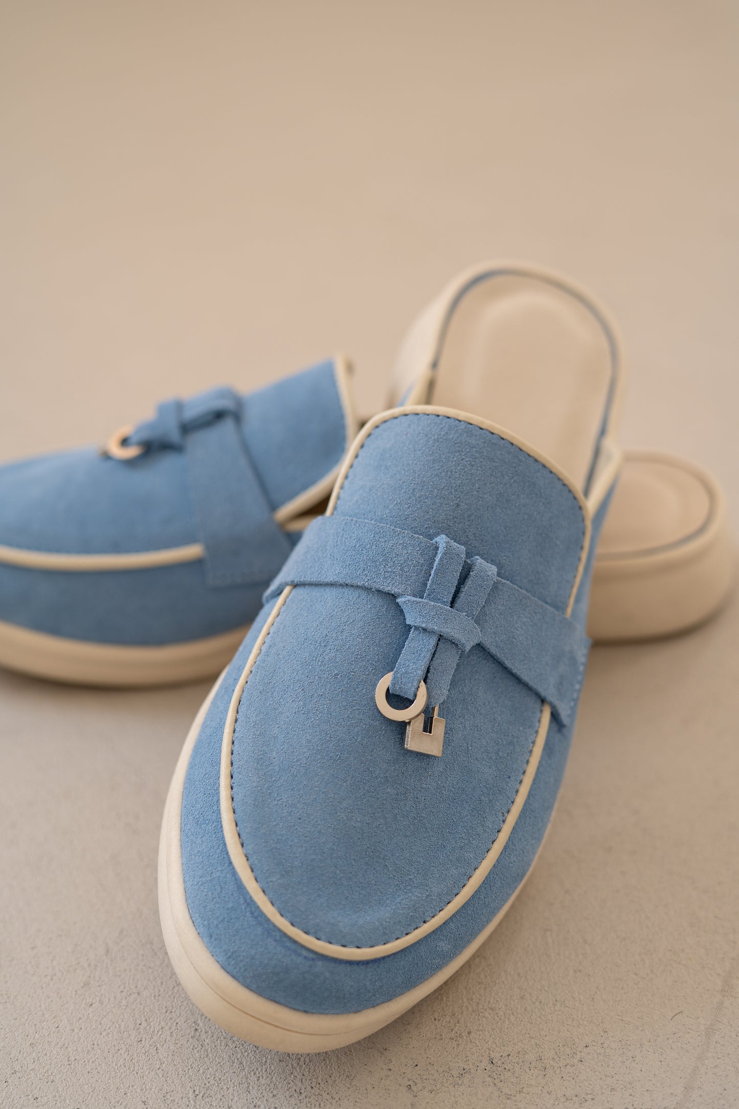 Chic Blue Suede Slip-On Loafers