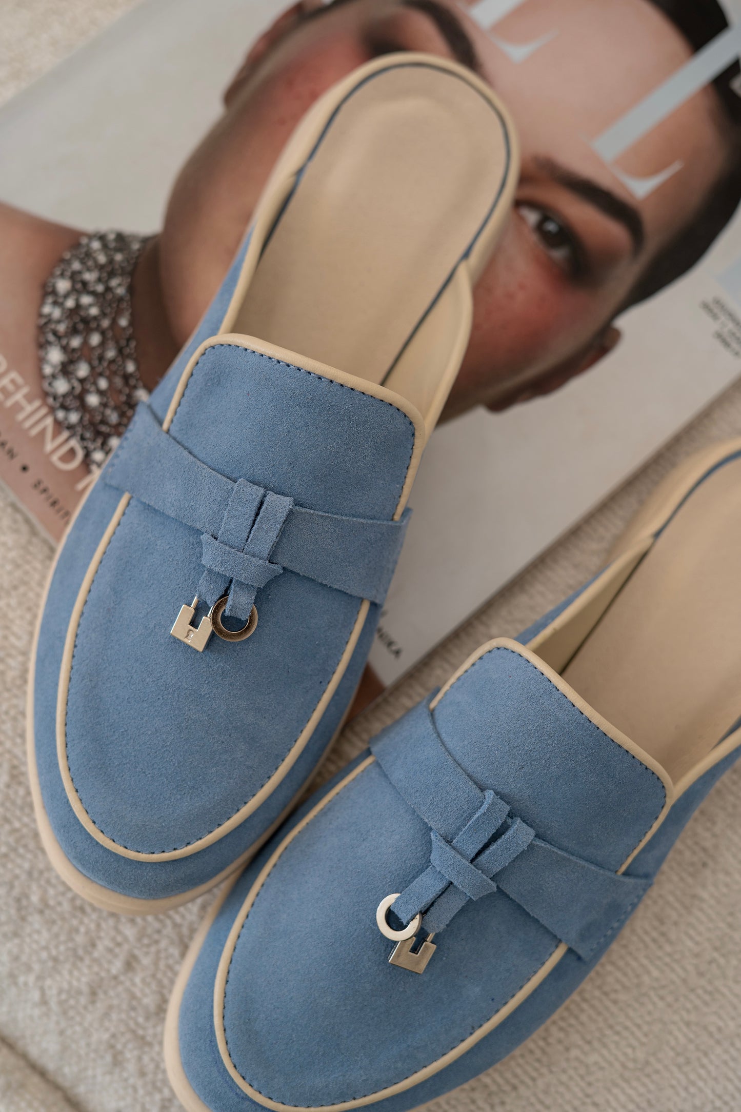 Chic Blue Suede Slip-On Loafers
