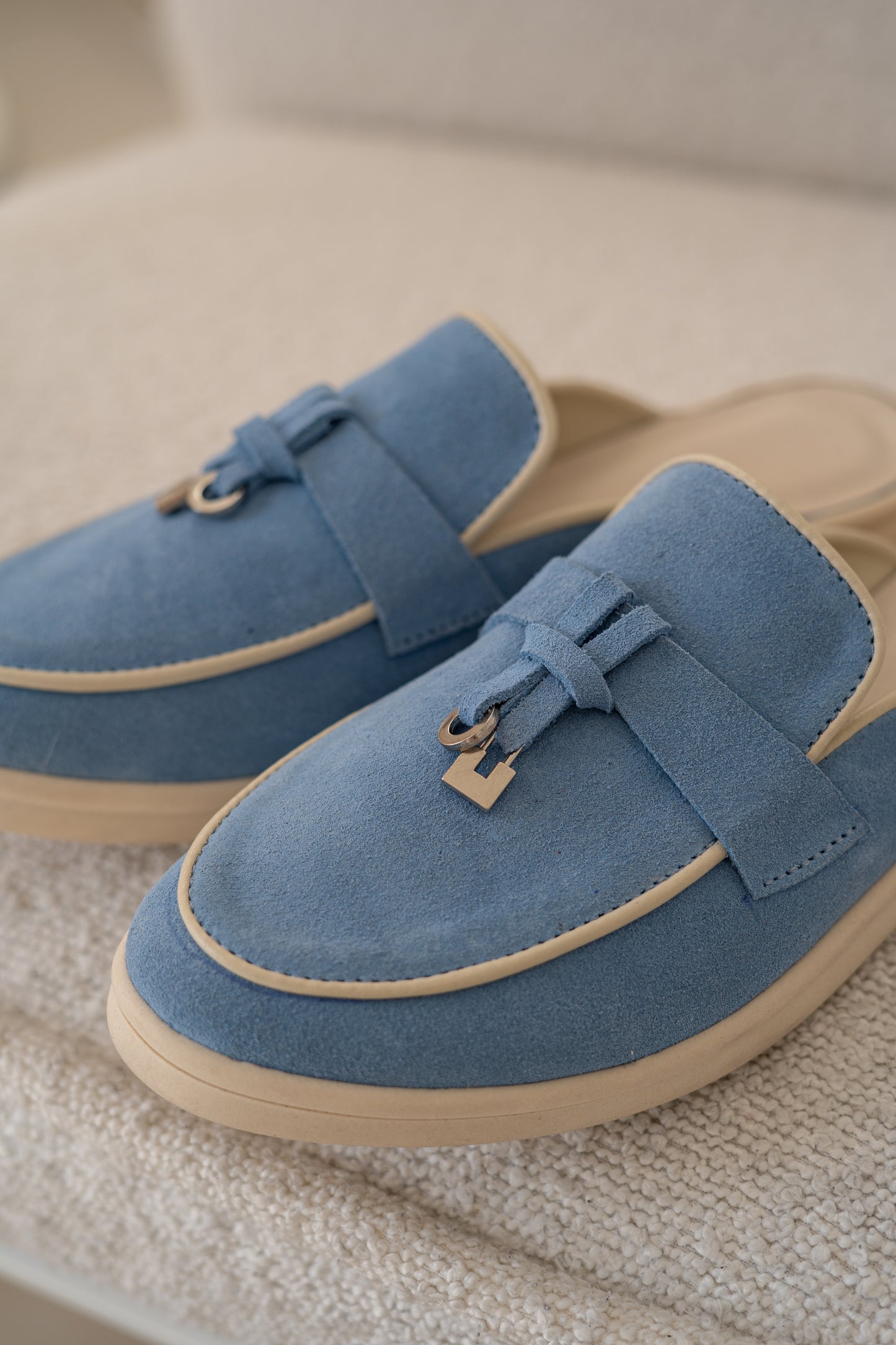 Chic Blue Suede Slip-On Loafers