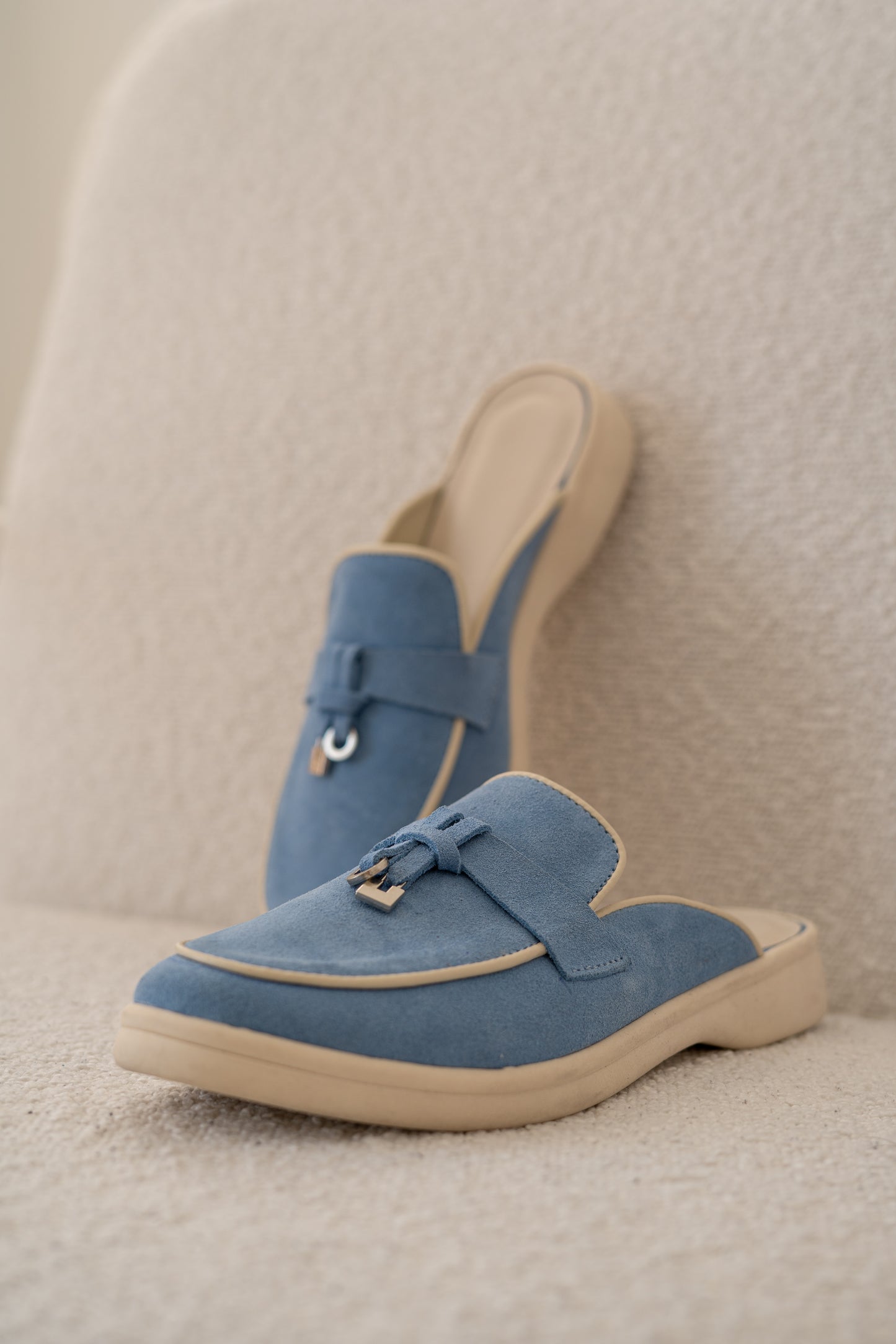 Chic Blue Suede Slip-On Loafers