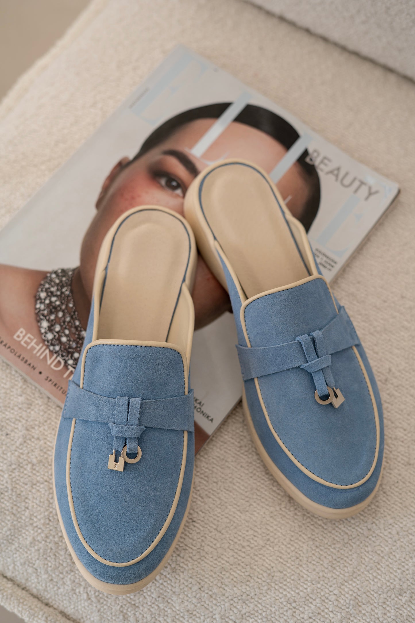 Chic Blue Suede Slip-On Loafers
