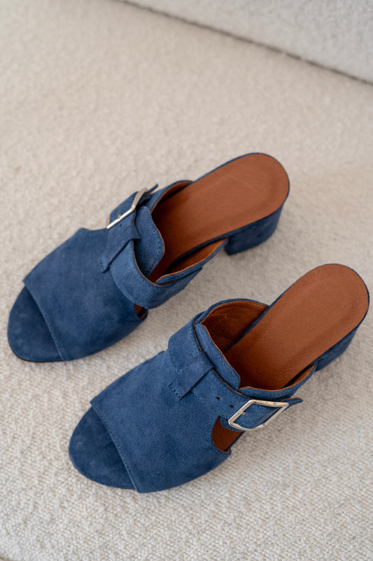 Blue Suede Heels with Elegant Design