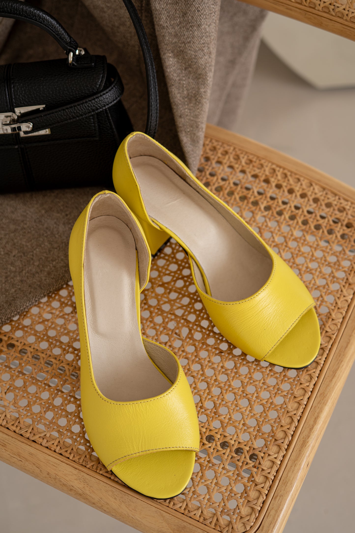 Bright Yellow Heeled Shoes